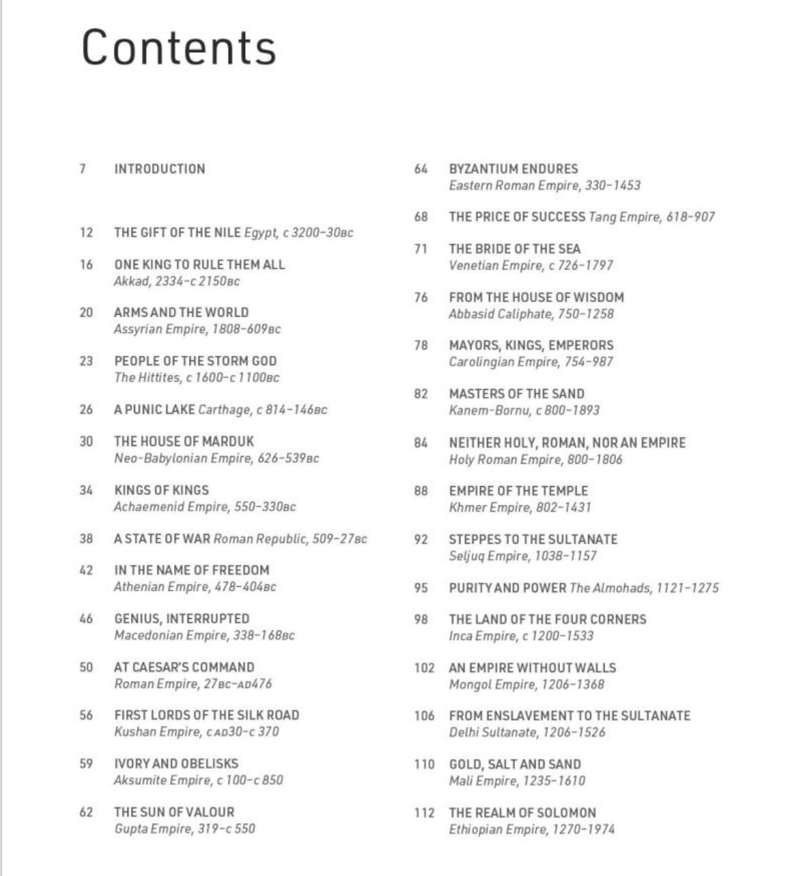 History of Empires in Maps contents page 1